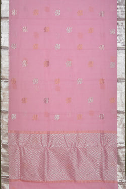 Image of Pure Zari Kota Pink Saree