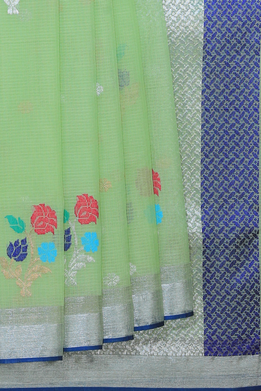 Collection of Pure Zari Kota Green Saree in a gallery layout