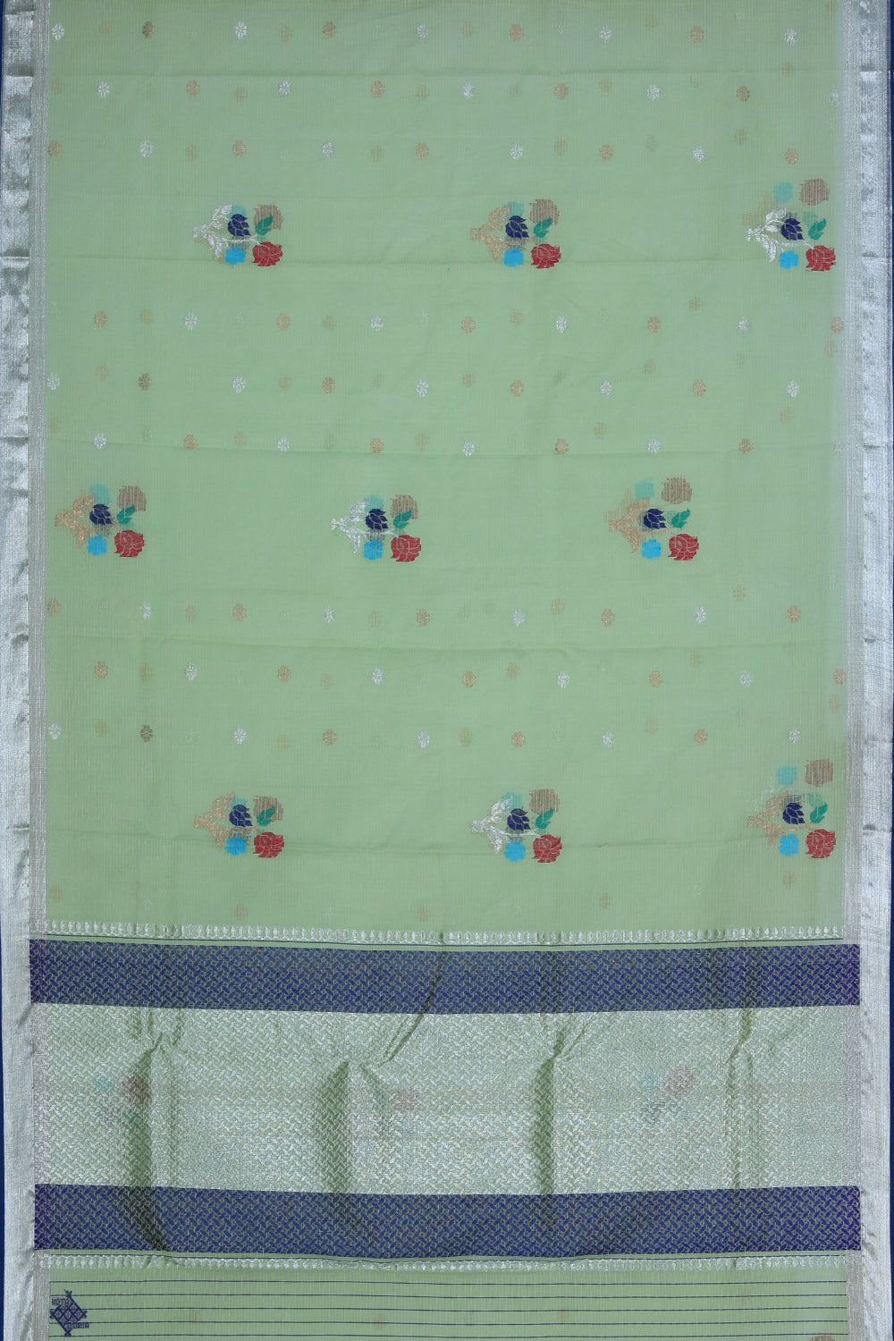 Collection of Pure Zari Kota Green Saree in a gallery layout