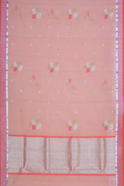 Collection of Pure Zari Kota Peach Saree in a gallery layout