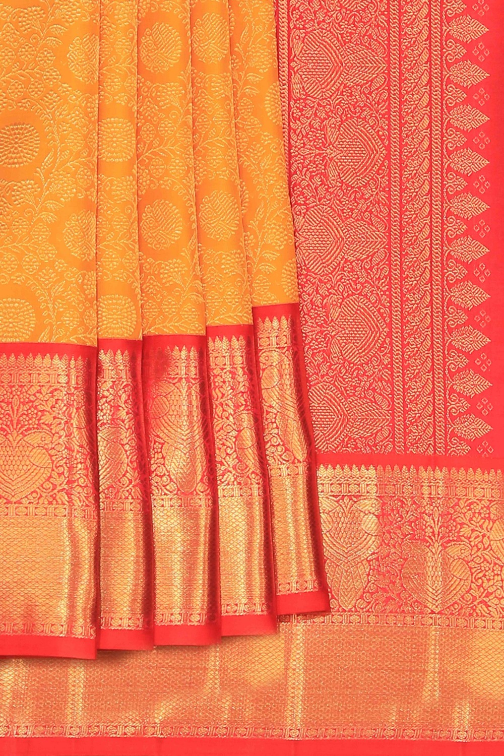 Kanchipattu Brocade Mustard Saree