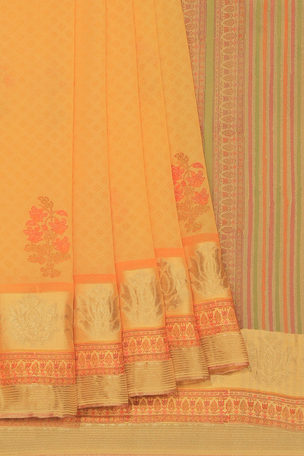 Collection of Georgette Yellow Saree in a gallery layout