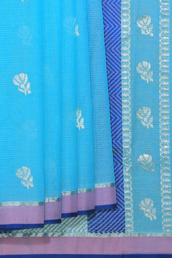 Collection of Pure Zari Kota Blue Saree in a gallery layout