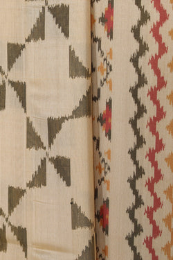 Collection of Rajkot Patola Silk Off-White Saree in a gallery layout