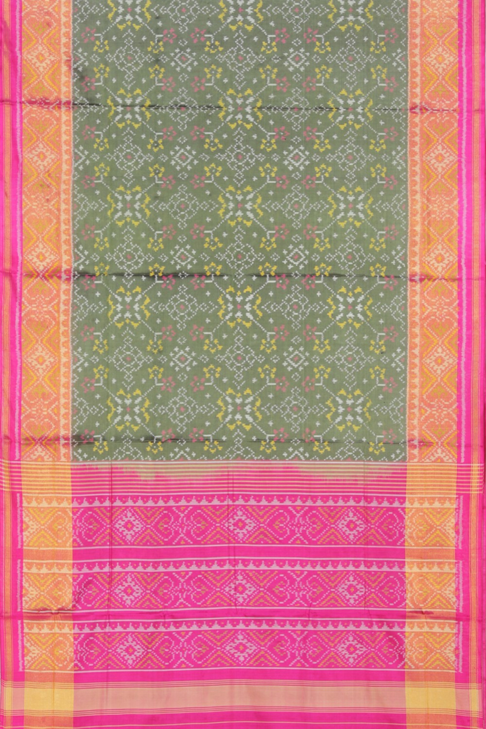 Collection of Rajkot Patola Silk Green Saree in a gallery layout