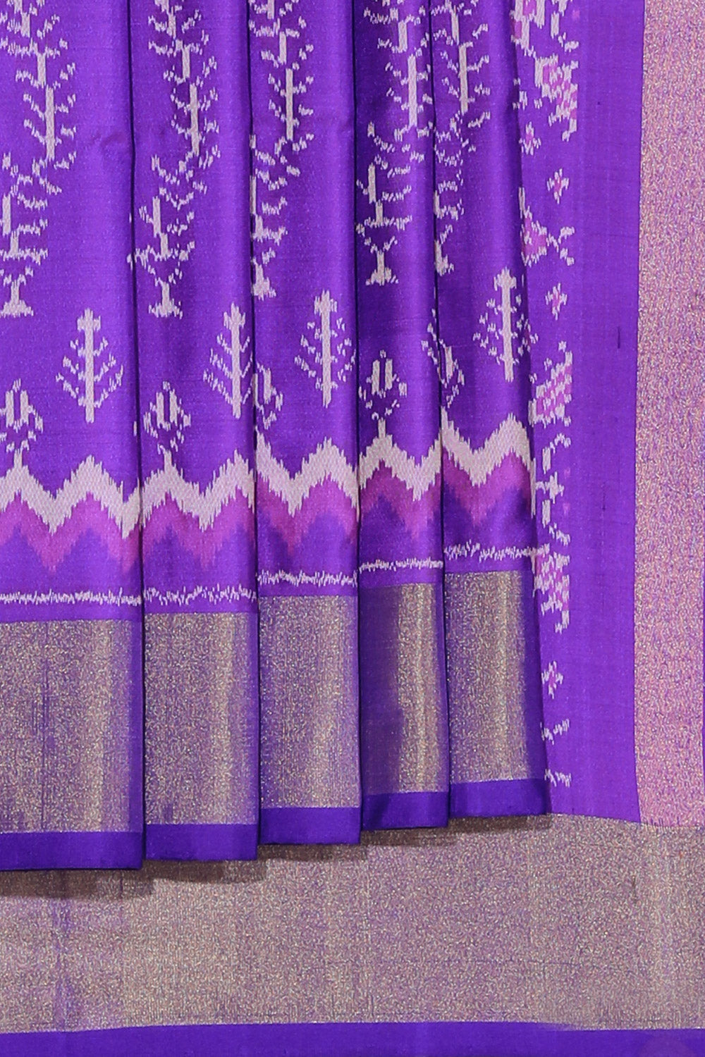 Collection of Pochampally Ikat Silk Purple Saree in a gallery layout