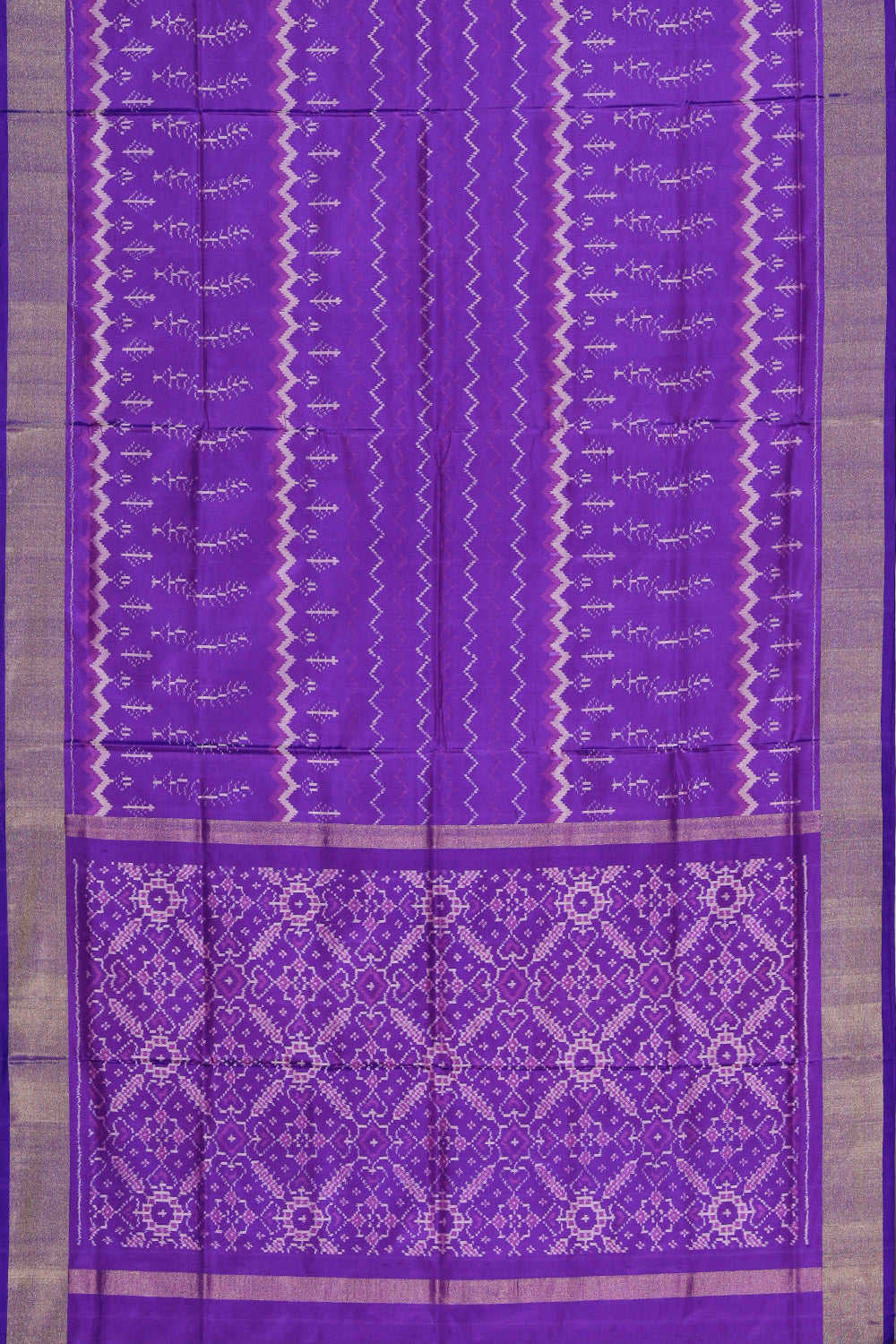 Collection of Pochampally Ikat Silk Purple Saree in a gallery layout