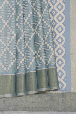 Collection of Pochampally Ikat Silk Grey Saree in a gallery layout