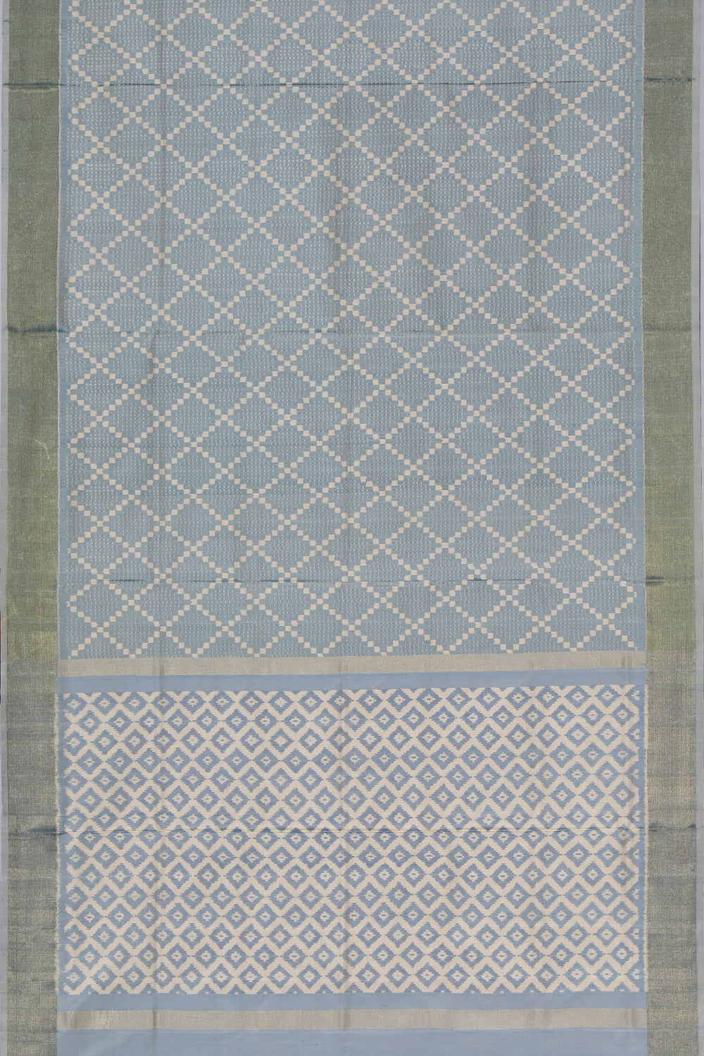 Collection of Pochampally Ikat Silk Grey Saree in a gallery layout