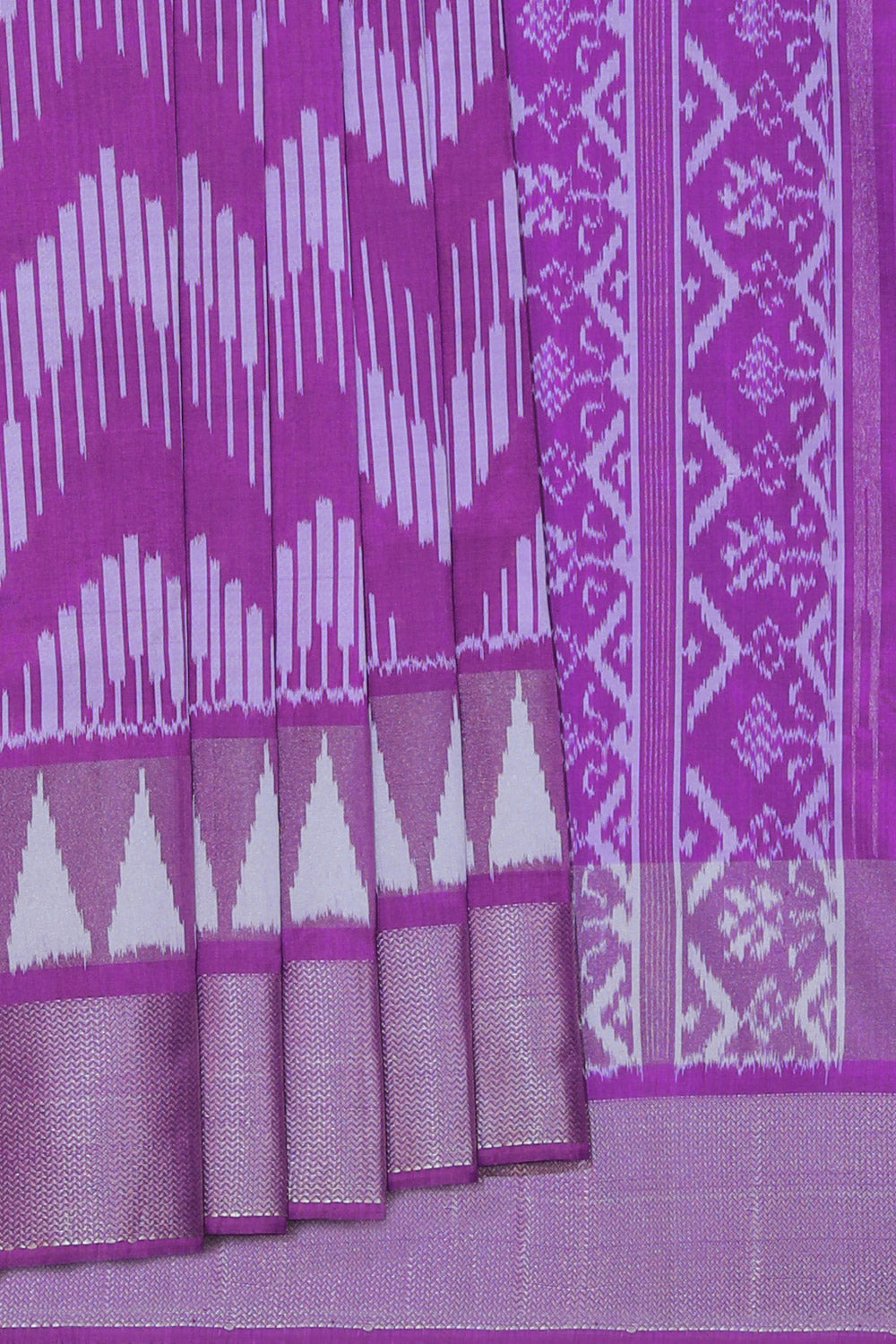 Collection of Pochampally Ikat Silk Purple Saree in a gallery layout