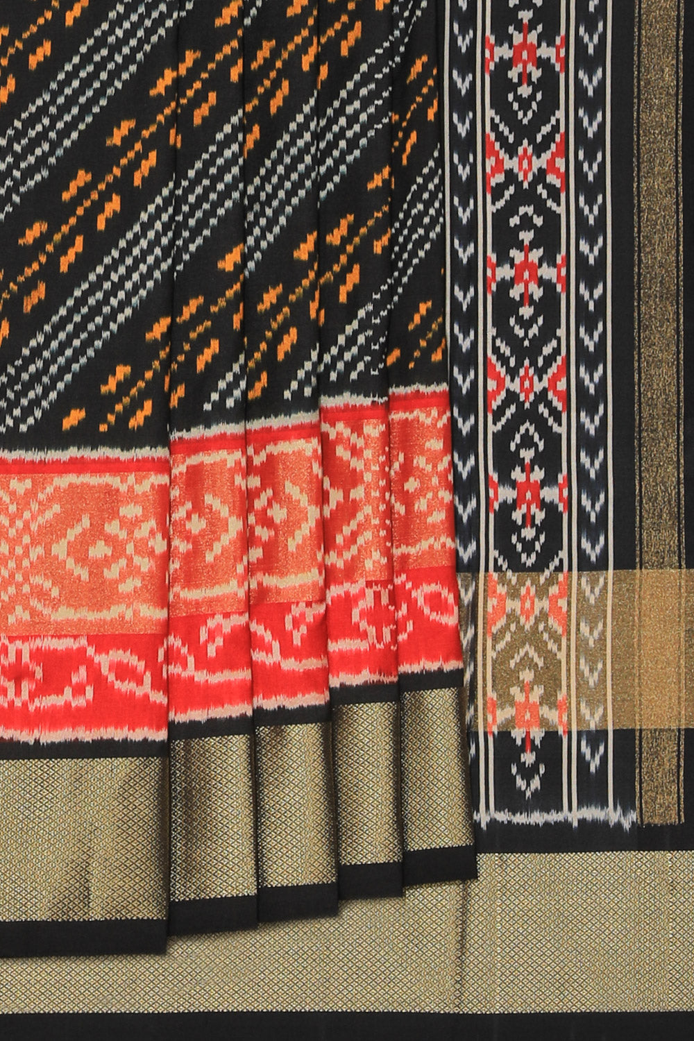 Collection of Pochampally Ikat Silk Black Saree in a gallery layout