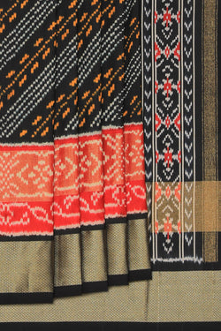 Collection of Pochampally Ikat Silk Black Saree in a gallery layout