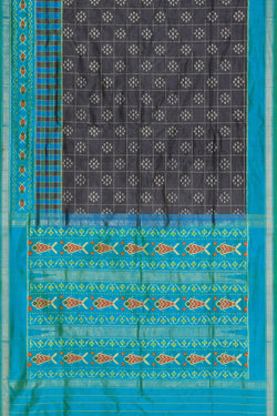 Collection of Pochampally Ikat Silk Grey Saree in a gallery layout