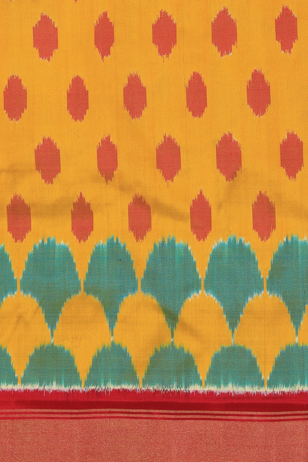 Collection of Pochampally Ikat Silk Yellow Saree in a gallery layout