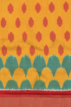 Collection of Pochampally Ikat Silk Yellow Saree in a gallery layout