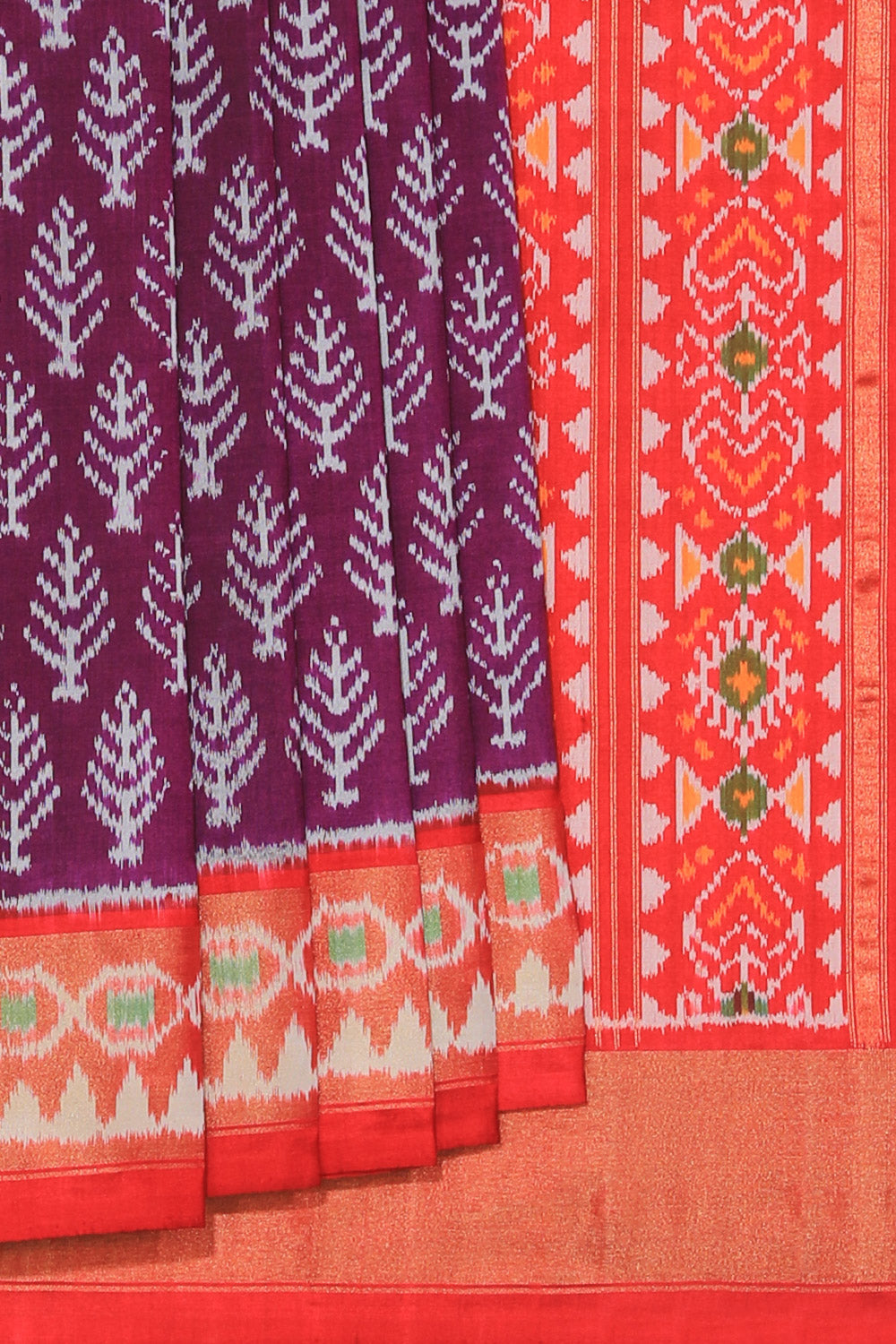 Collection of Pochampally Ikat Silk Violet Saree in a gallery layout