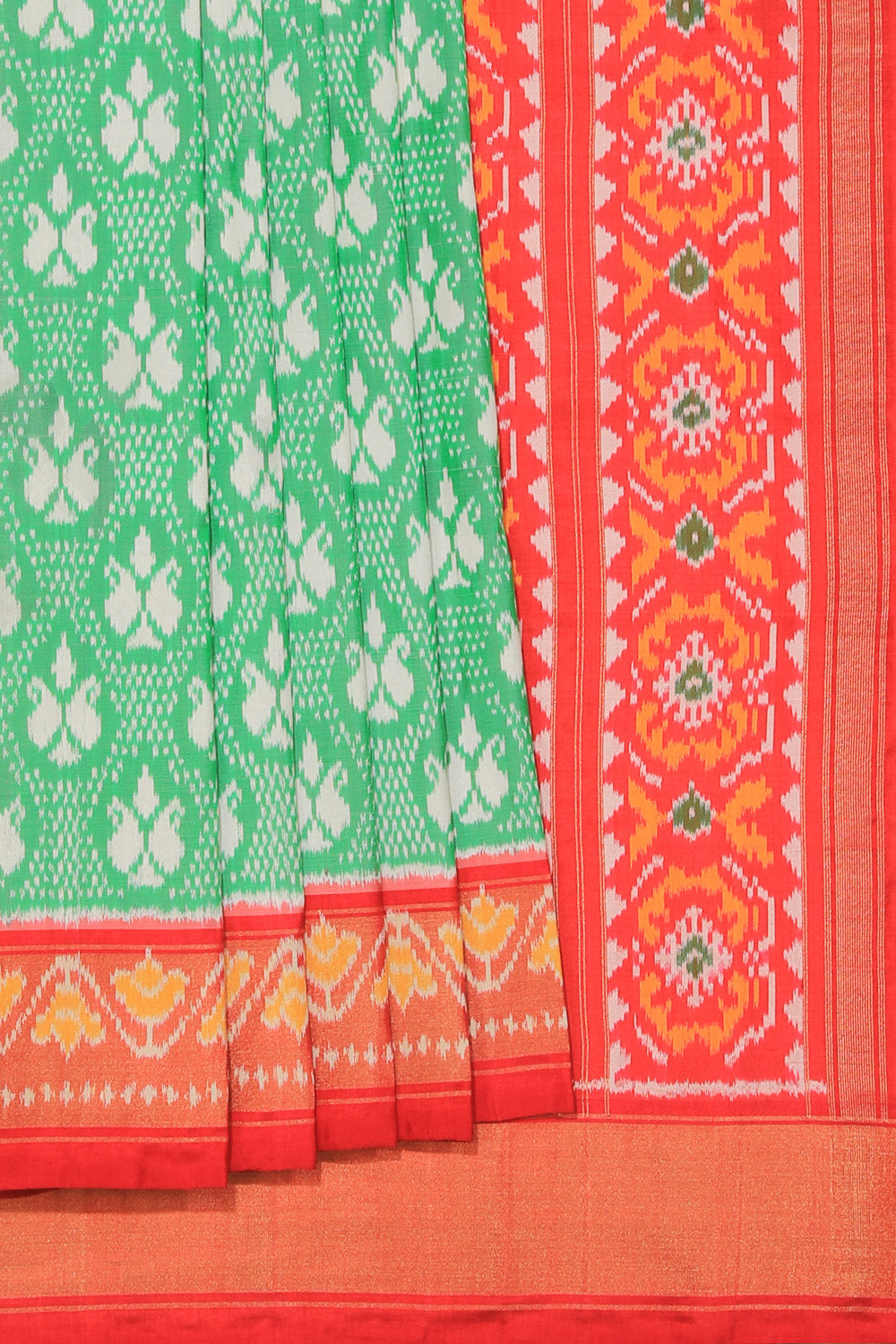 Pochampally Ikat Silk Green Saree