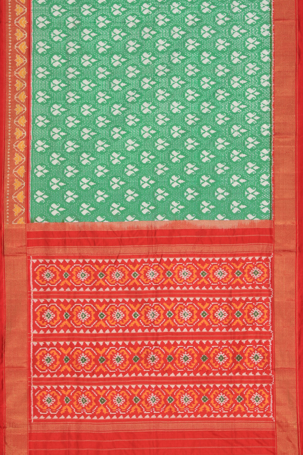 Image of Pochampally Ikat Silk Green Saree