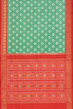 Image of Pochampally Ikat Silk Green Saree