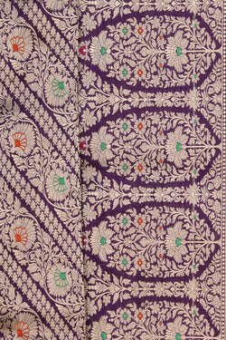 Image of Banarasi Katan Silk Violet Saree