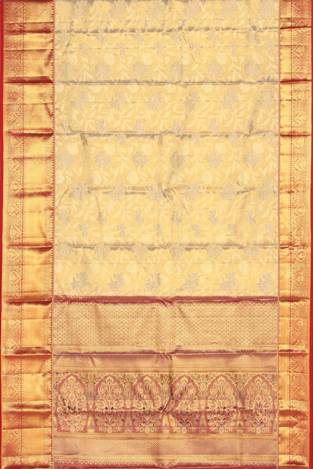 Kanchipattu Brocade Ivory Off-White Saree