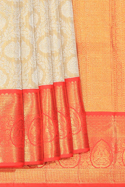 Collection of Kanchipattu Brocade Off-White Saree in a gallery layout