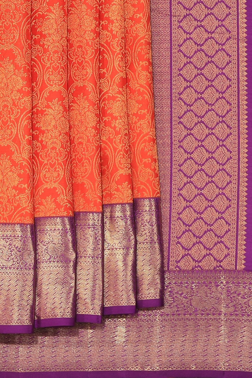 Image of Kanchipattu Brocade Orange Saree