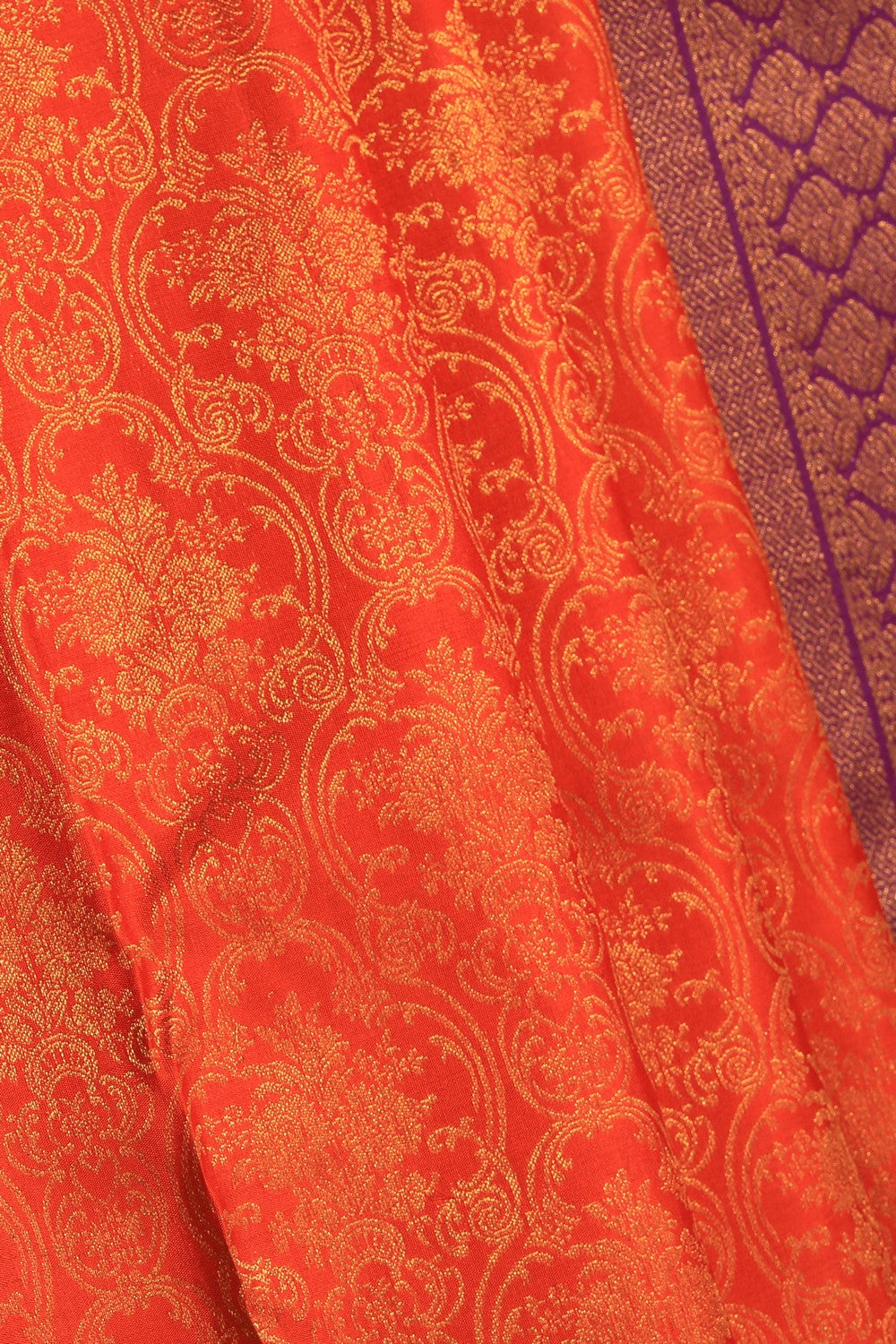 Kanchipattu Brocade Orange Saree