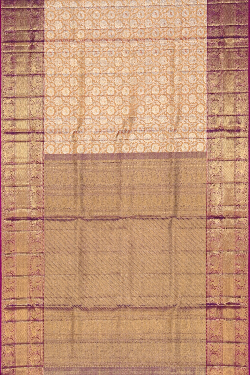 Kanchipattu Tissue Brocade Peach Saree