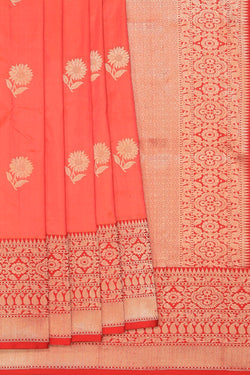 Collection of Banarasi Silk Coral-Peach Saree in a gallery layout