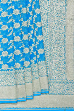 Collection of Banarasi Chiffon Blue Saree in a gallery layout