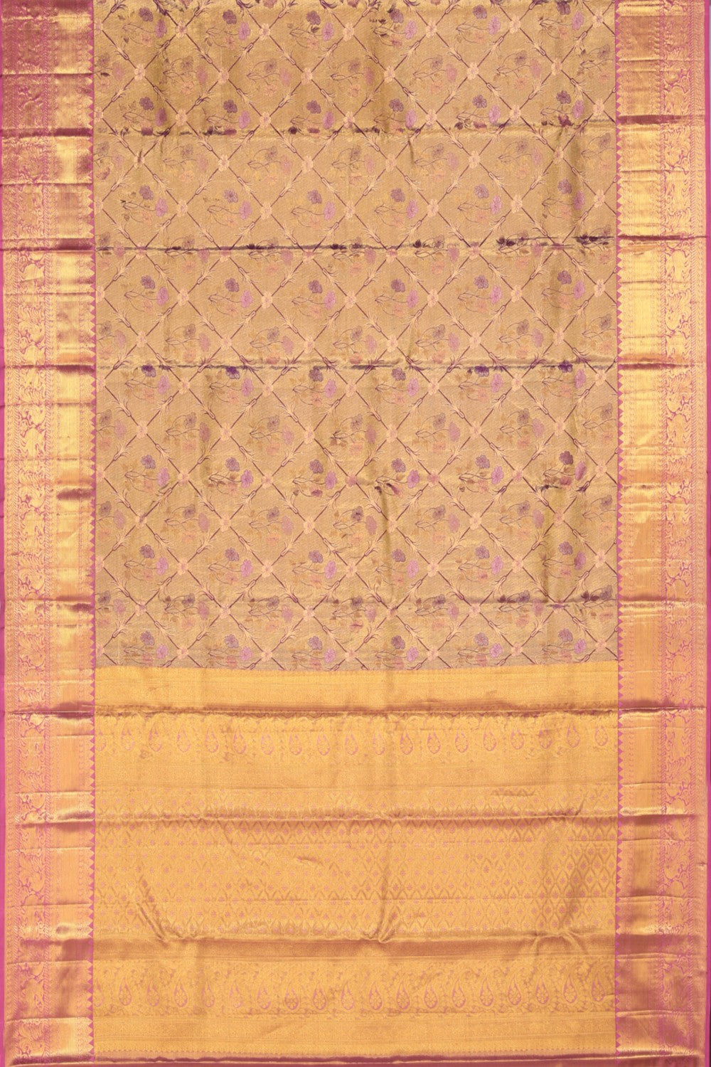 Kanchipuram Silk Tissue Brocade Pink Saree