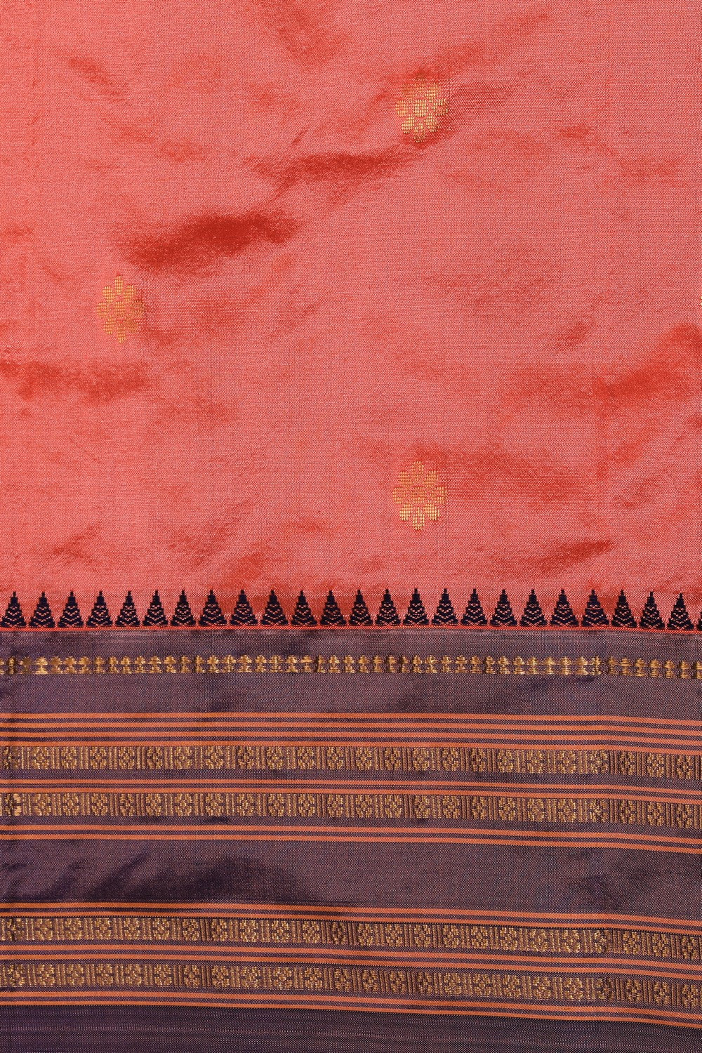 Narayanpet Silk Coral Peach Saree