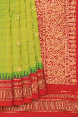 Collection of Narayanpet Silk Spring Green Saree in a gallery layout