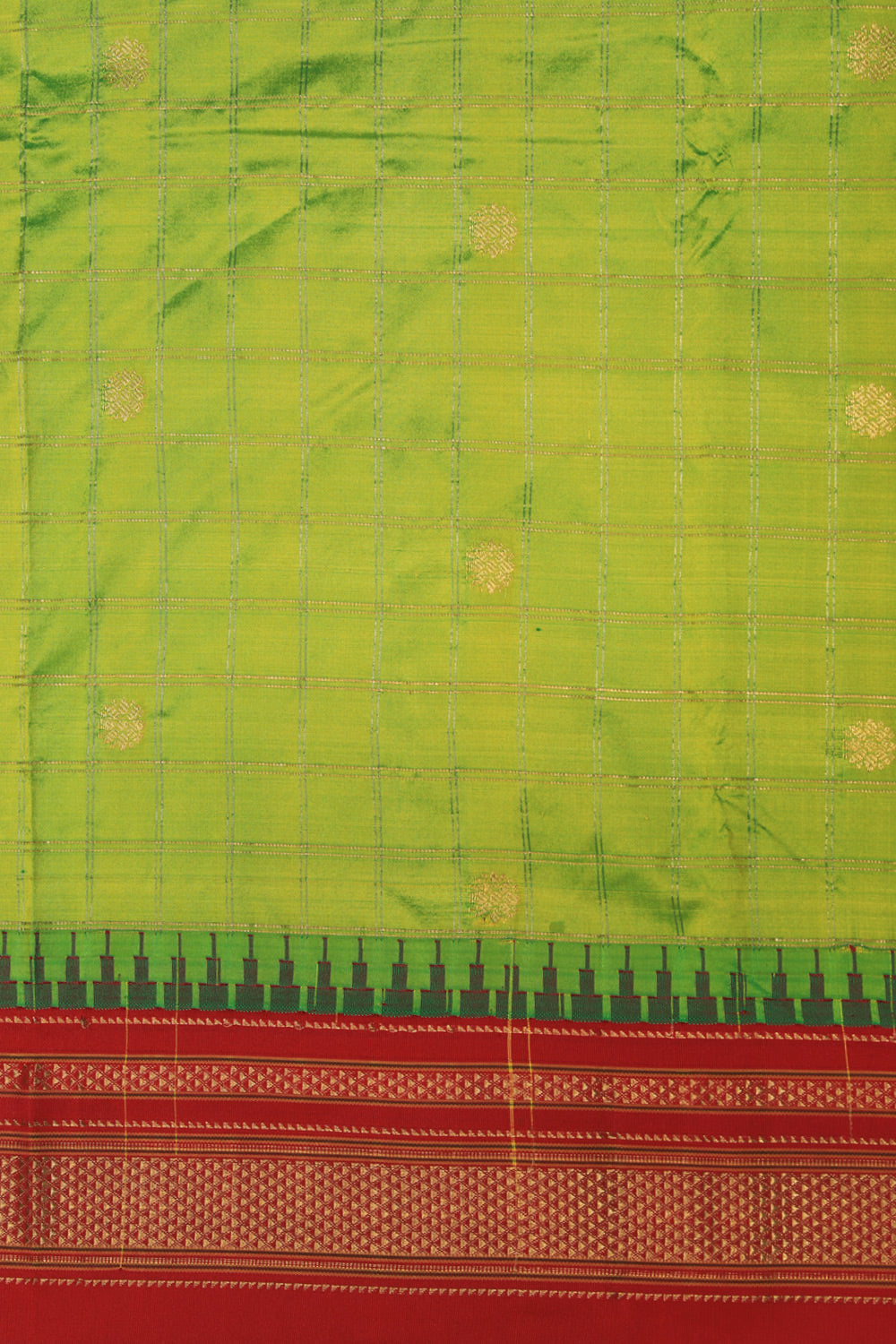 Collection of Narayanpet Silk Spring Green Saree in a gallery layout