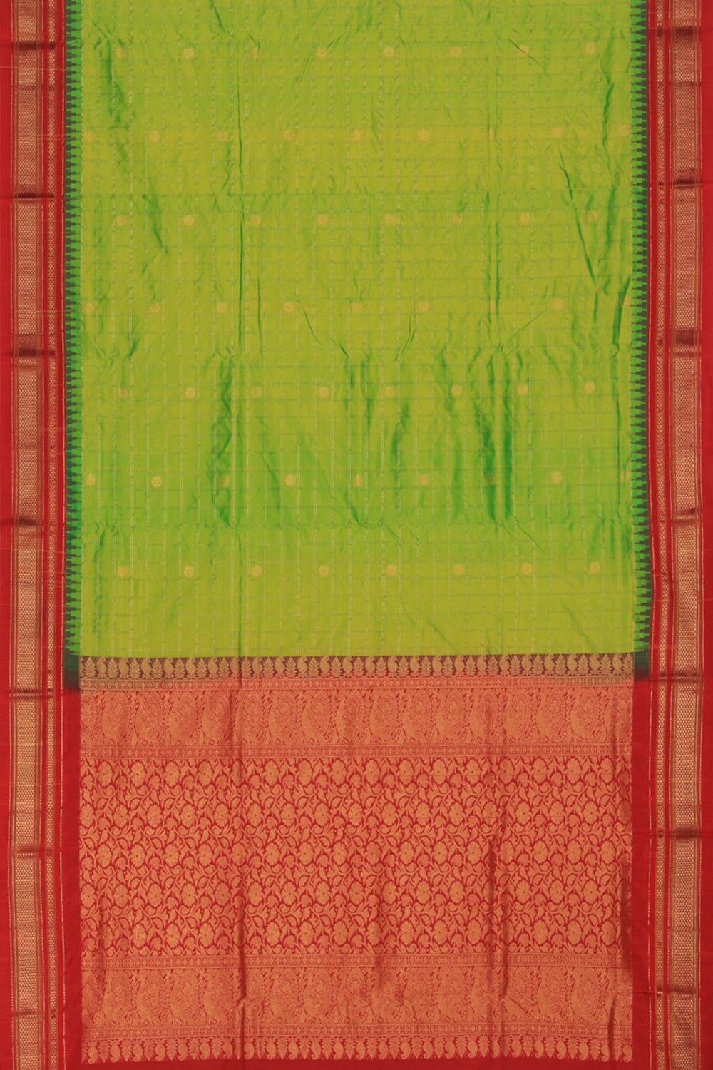 Collection of Narayanpet Silk Spring Green Saree in a gallery layout