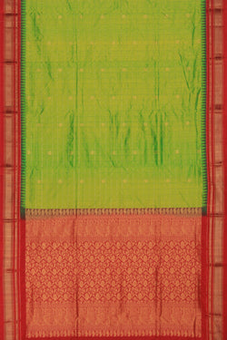 Collection of Narayanpet Silk Spring Green Saree in a gallery layout