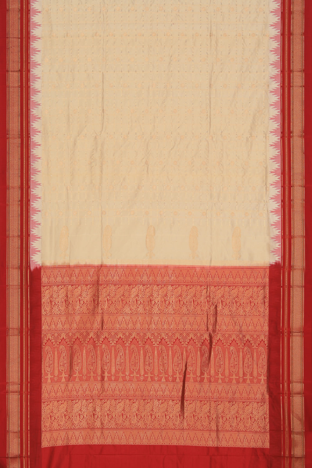 Collection of Narayanpet Silk Off-White Saree in a gallery layout