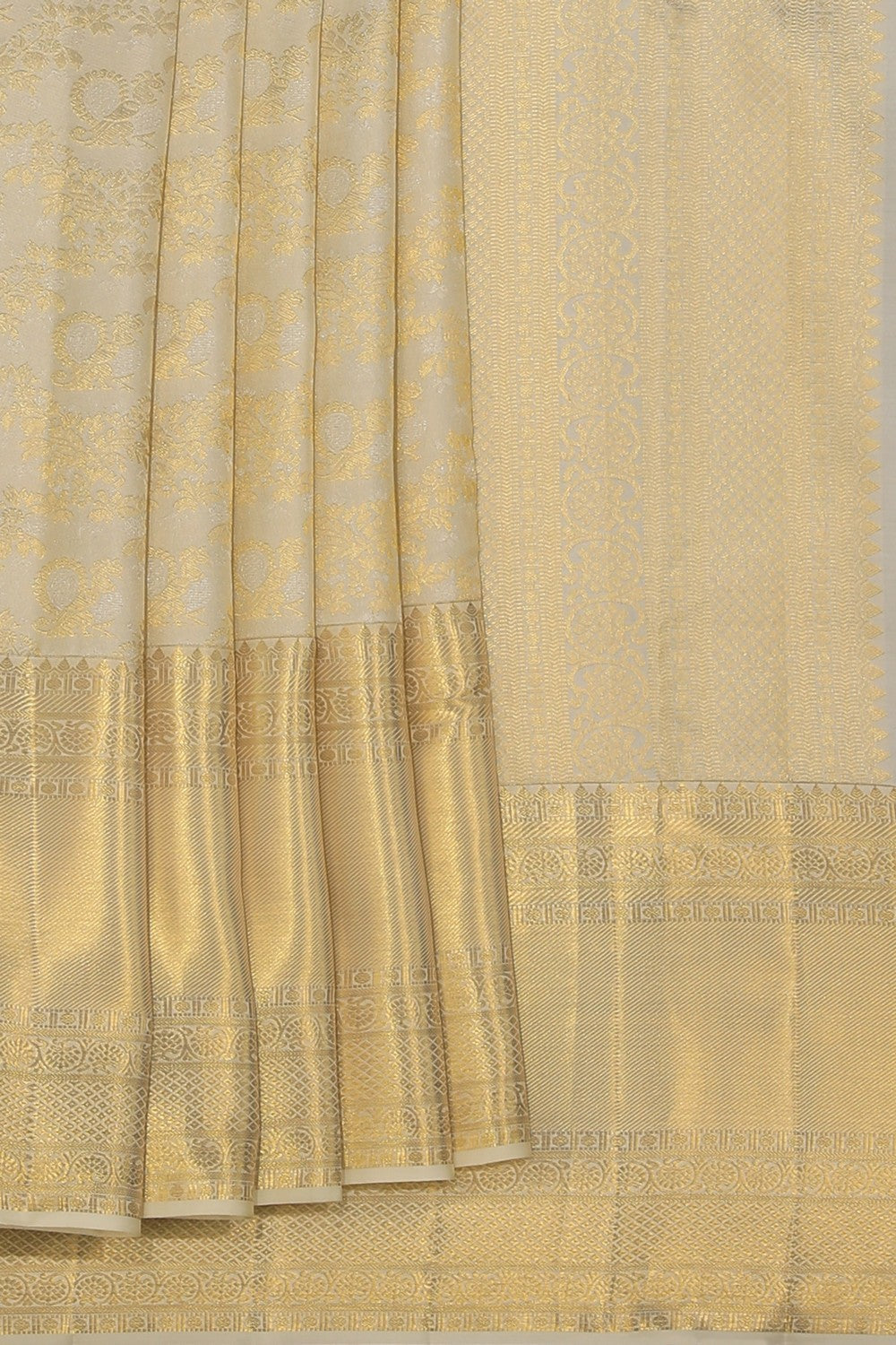 Collection of Kanchipattu Off-White Saree in a gallery layout