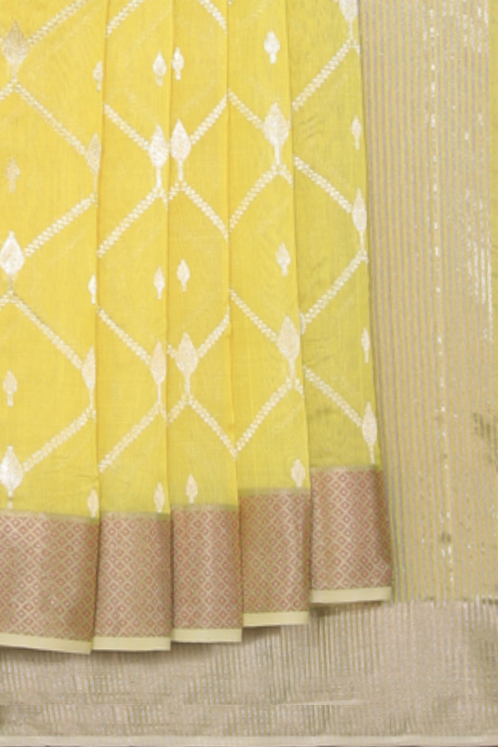 Collection of Chanderi Silk Yellow Saree in a gallery layout