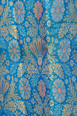 Image of Kanchipattu Brocade Sea Blue Saree