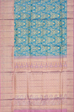 Image of Kanchipattu Brocade Sea Blue Saree