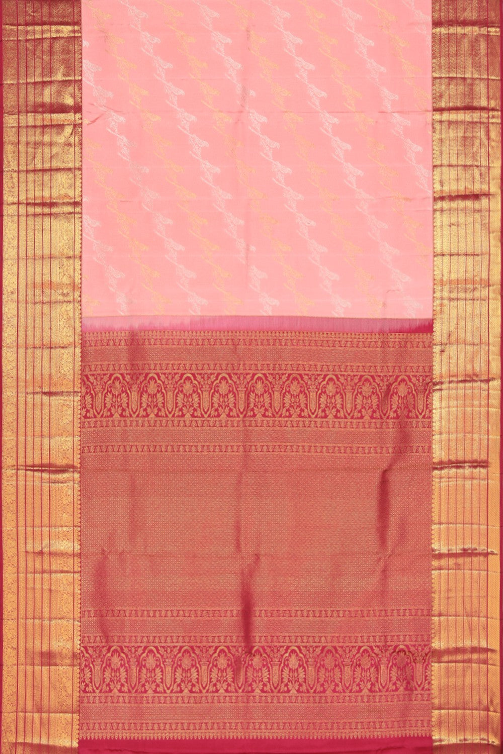 Kanchipattu Coral Pink Saree