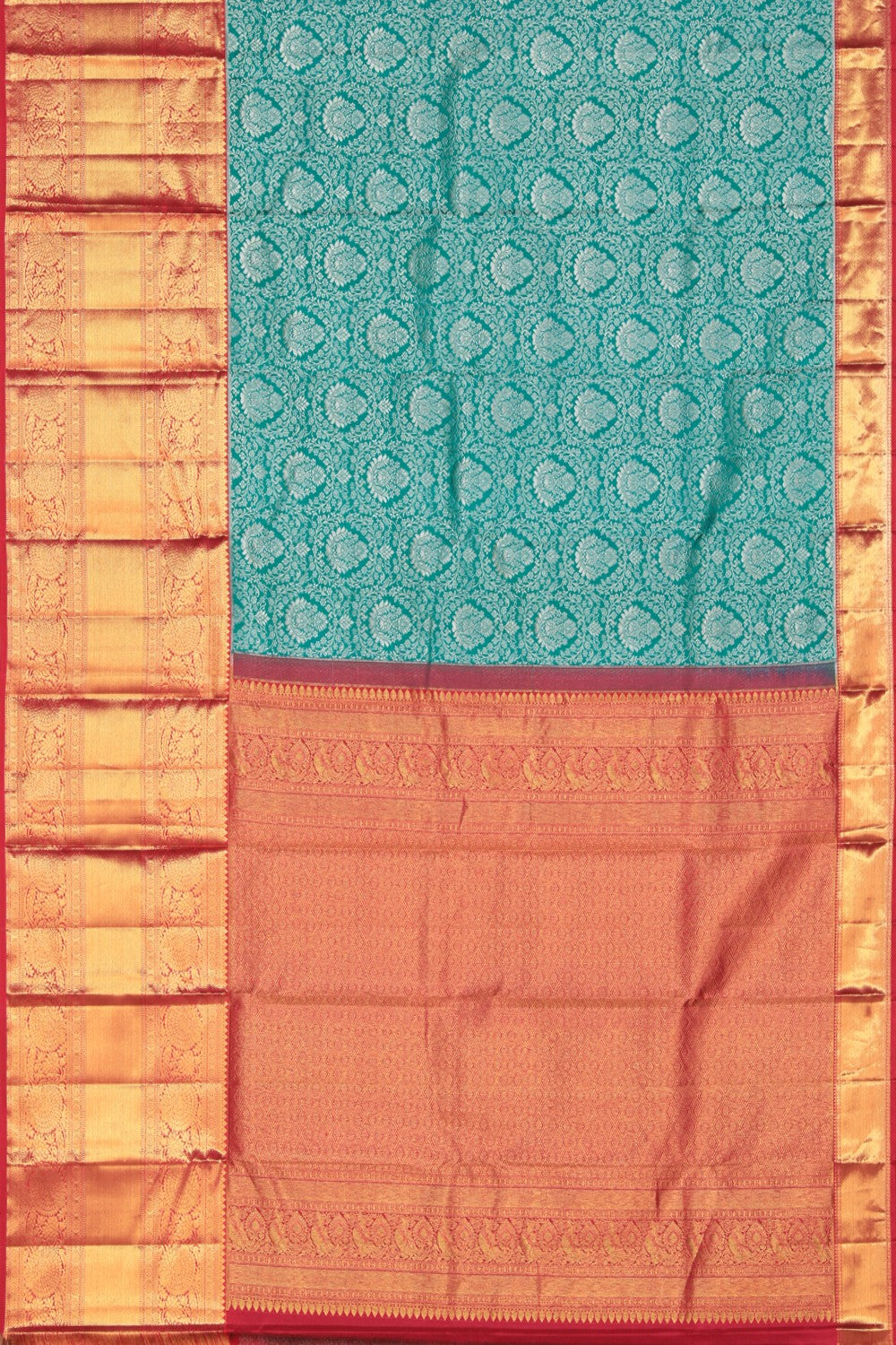 Kanchiputta Teal Green Saree