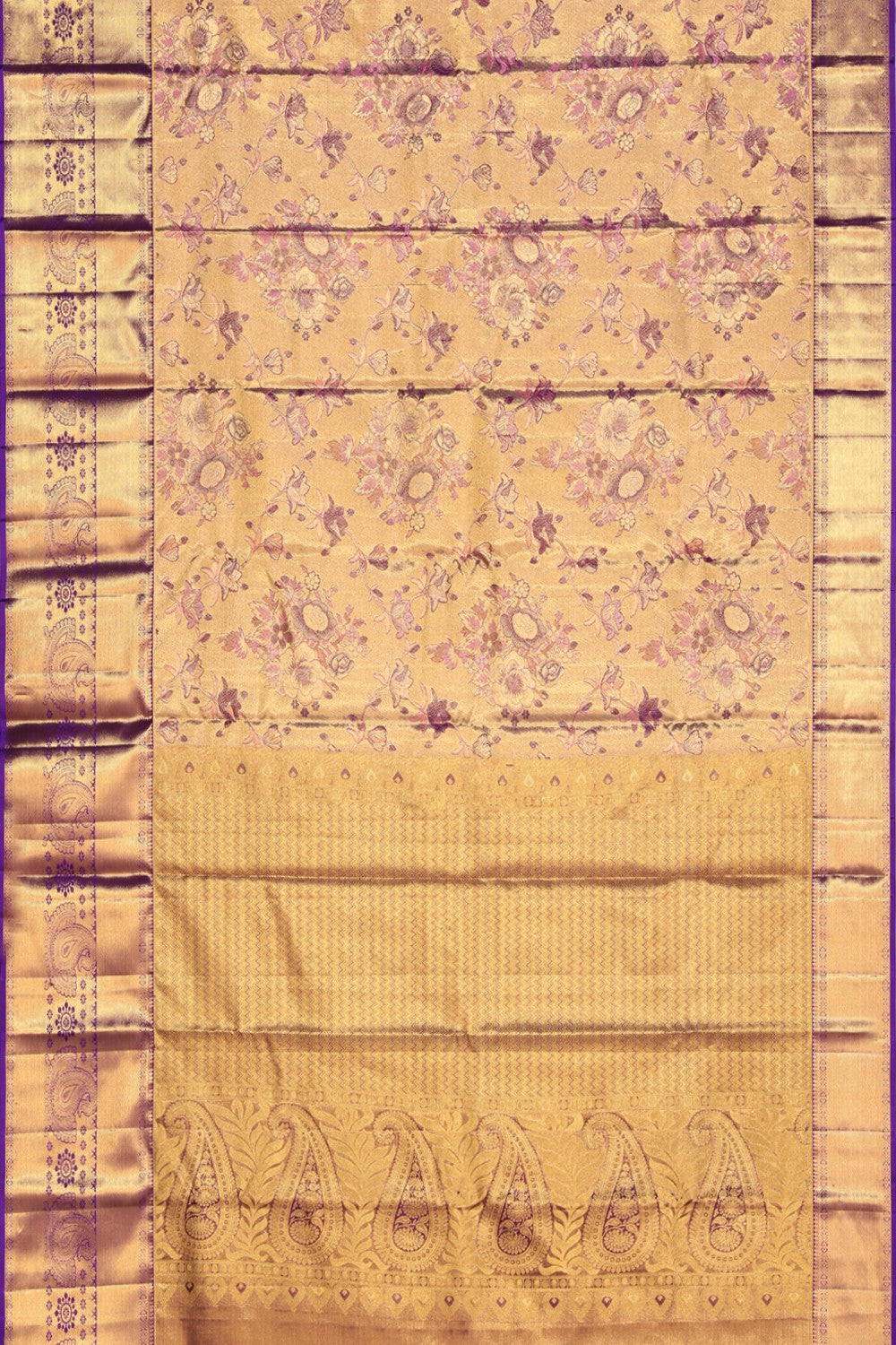 Kanchipattu Tissue Brocade Gold Saree