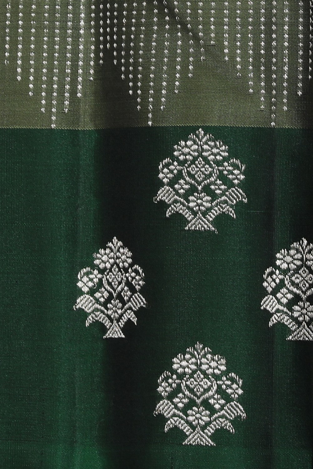 Collection of Kanchipuram Silk Moss Green Saree in a gallery layout