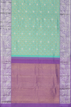 Image of Arani Silk Brocade Aqua-Green Saree