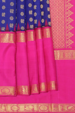 Collection of Arani Silk Navy Blue Saree in a gallery layout