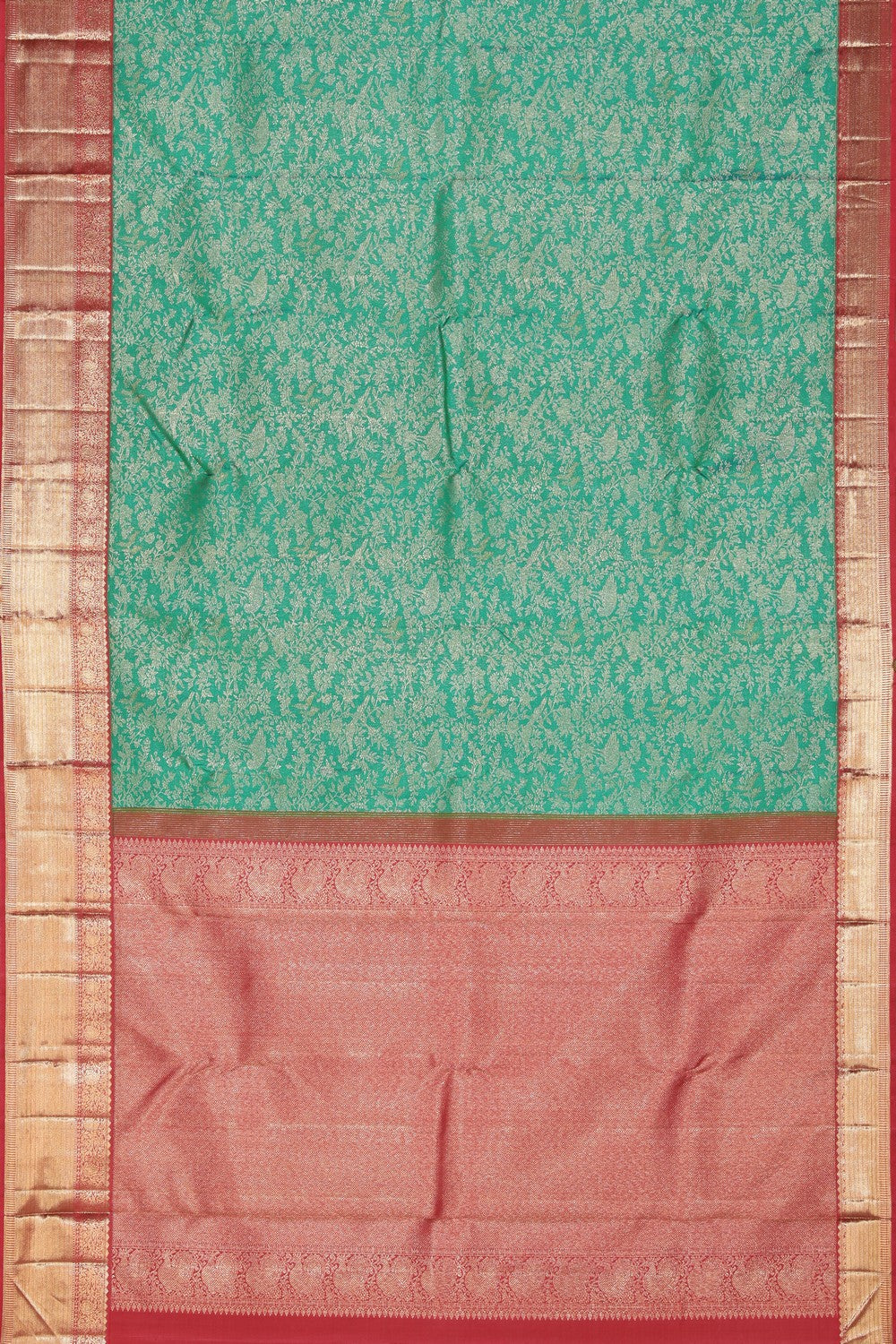 Collection of Arani Silk Brocade Sea-Green Saree in a gallery layout