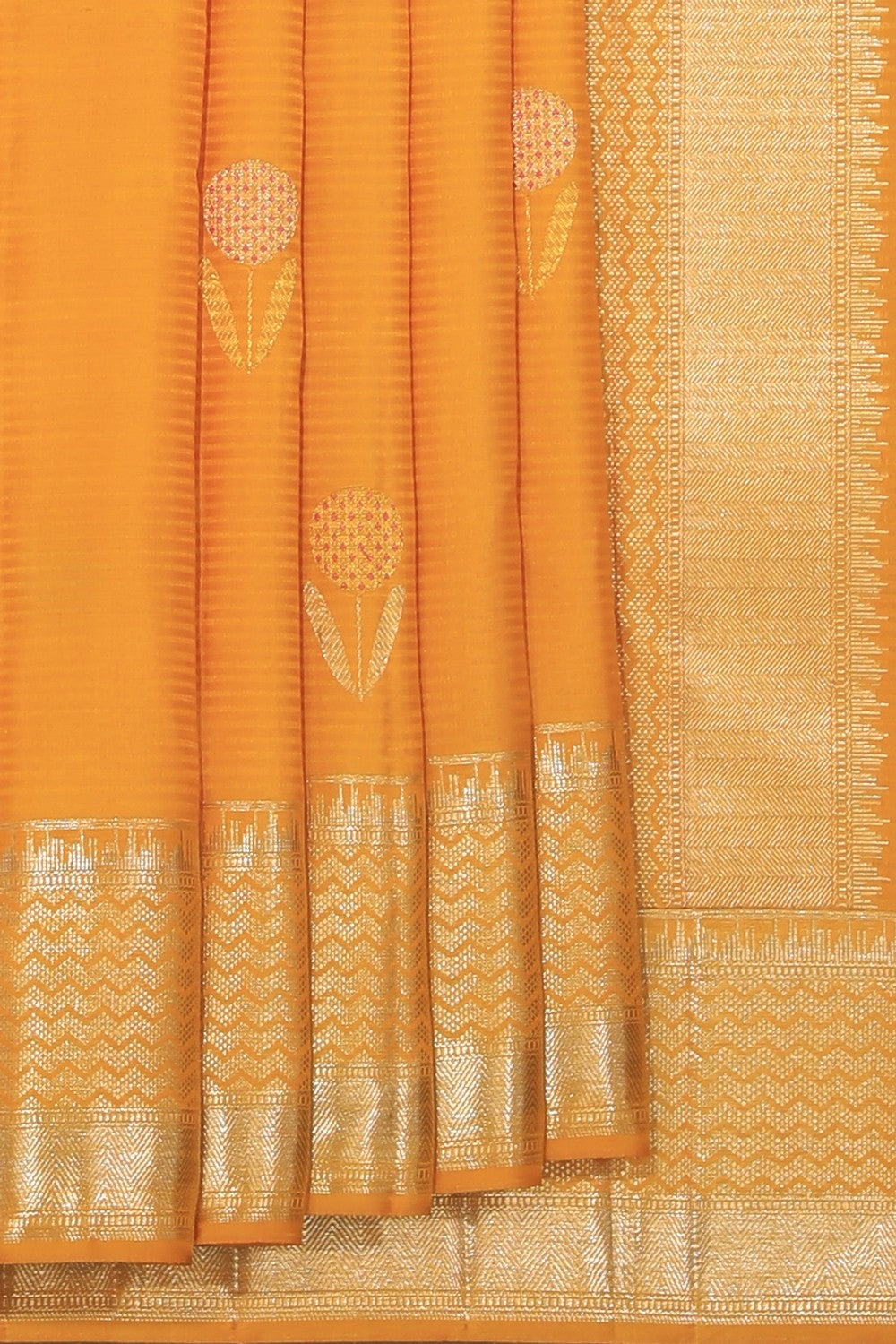 Collection of Arani Silk Yellow Saree in a gallery layout